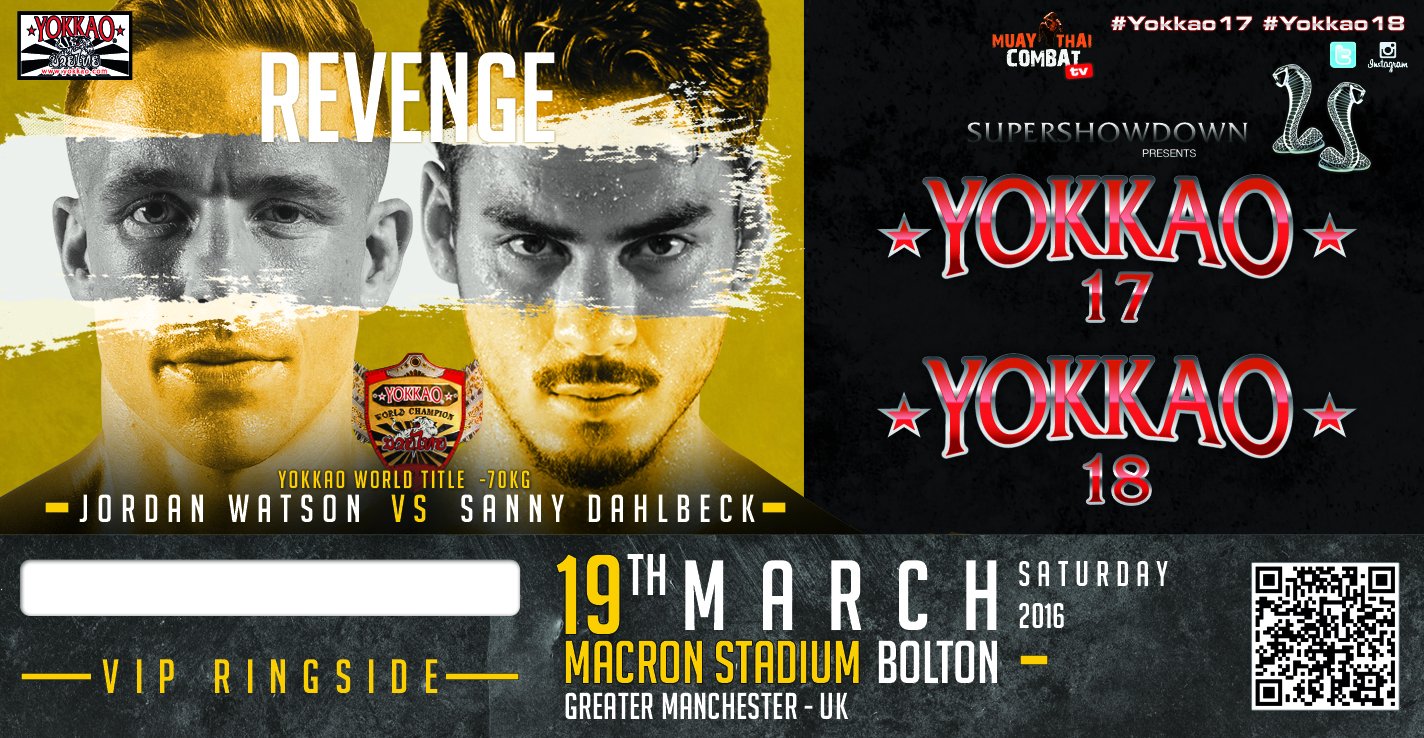 Sanny Dahlbeck to defend the World Title vs Jordan Watson at YOKKAO 18!-Yokkao Thailand Store