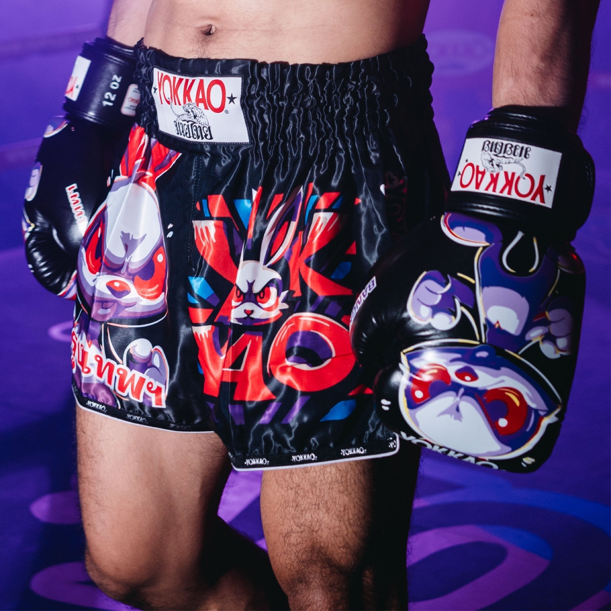 Angry Rabbit Muay Thai Shorts-shorts-carbonfit-new-XS-Black-YOKKAO