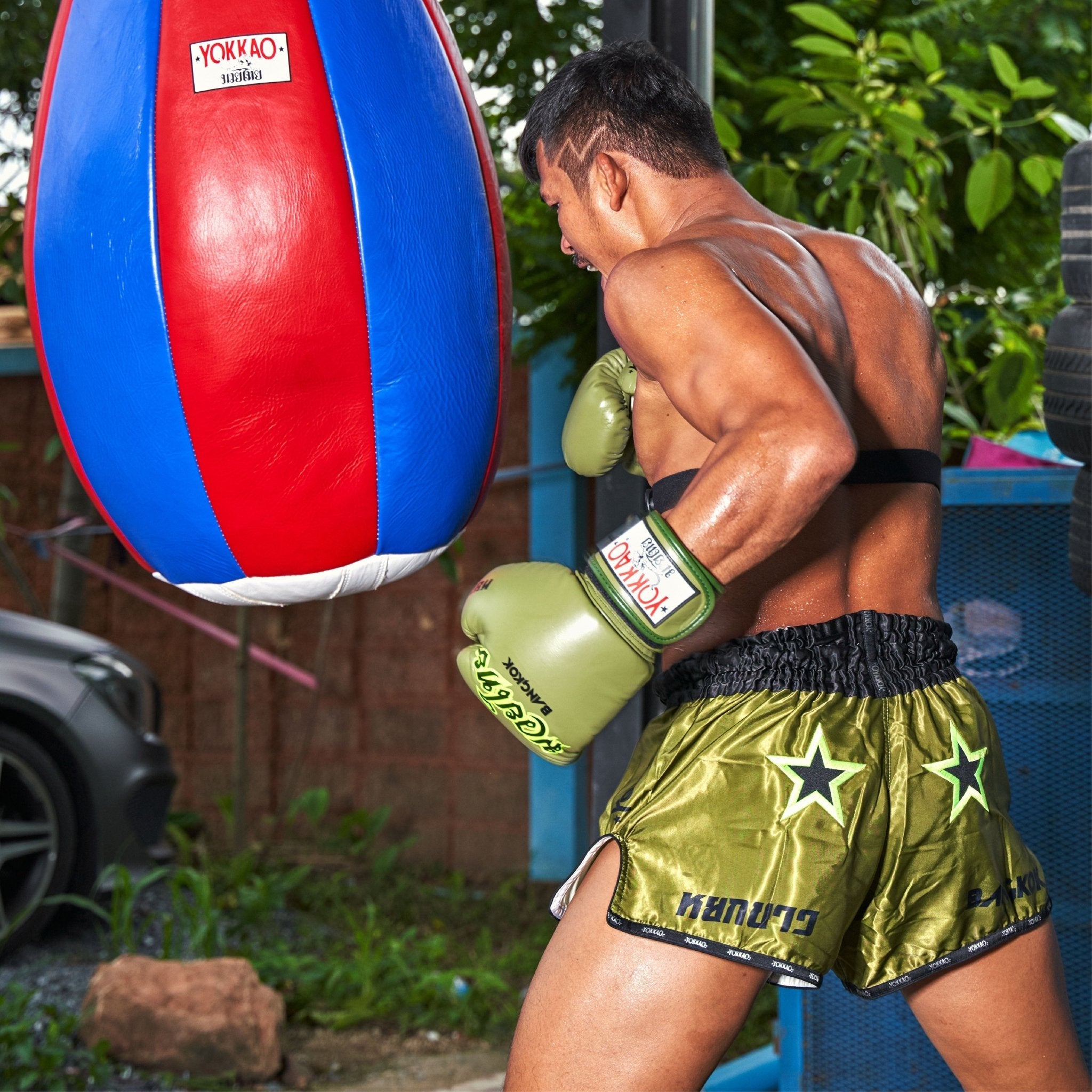 Late Show Muay Thai Shorts-shorts-carbonfit-new-XS-Olive-YOKKAO