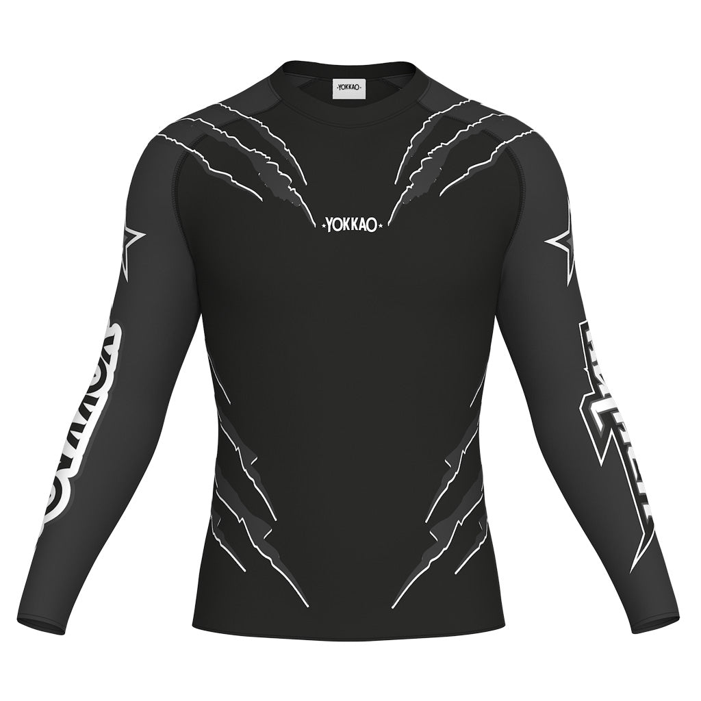 Scratch Compression Rashguard Long Sleeve Shirts-t-shirt-mma-S-Black-YOKKAO