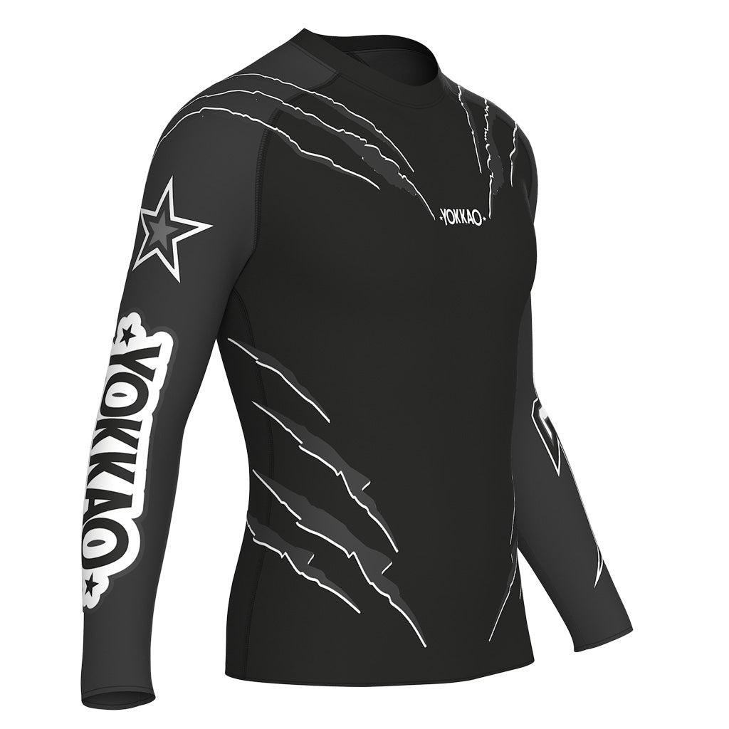 Scratch Compression Rashguard Long Sleeve Shirts-t-shirt-mma-S-Black-YOKKAO