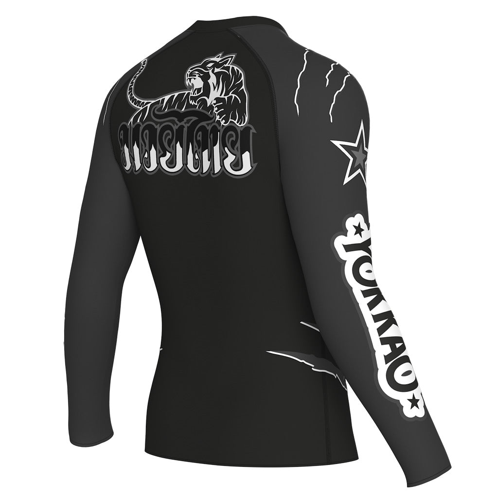 Scratch Compression Rashguard Long Sleeve Shirts-t-shirt-mma-S-Black-YOKKAO