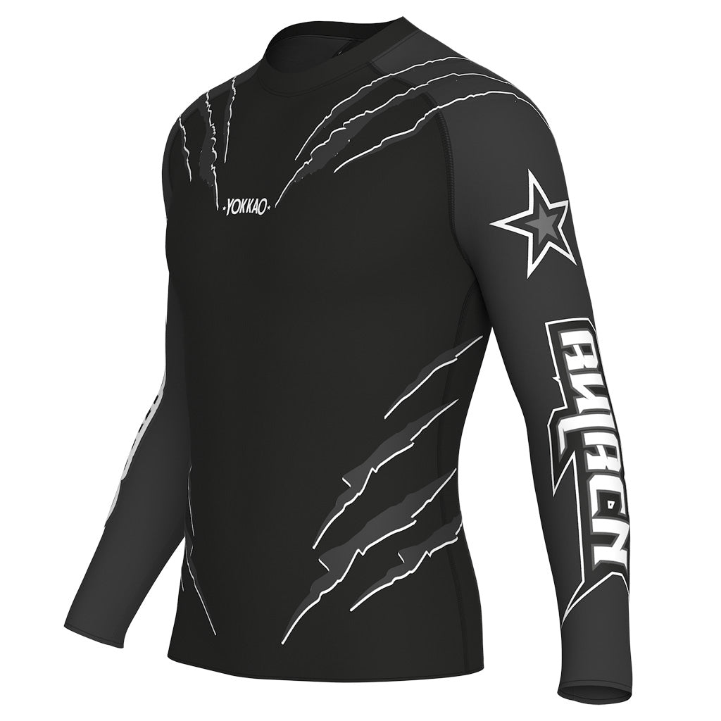 Scratch Compression Rashguard Long Sleeve Shirts-t-shirt-mma-S-Black-YOKKAO