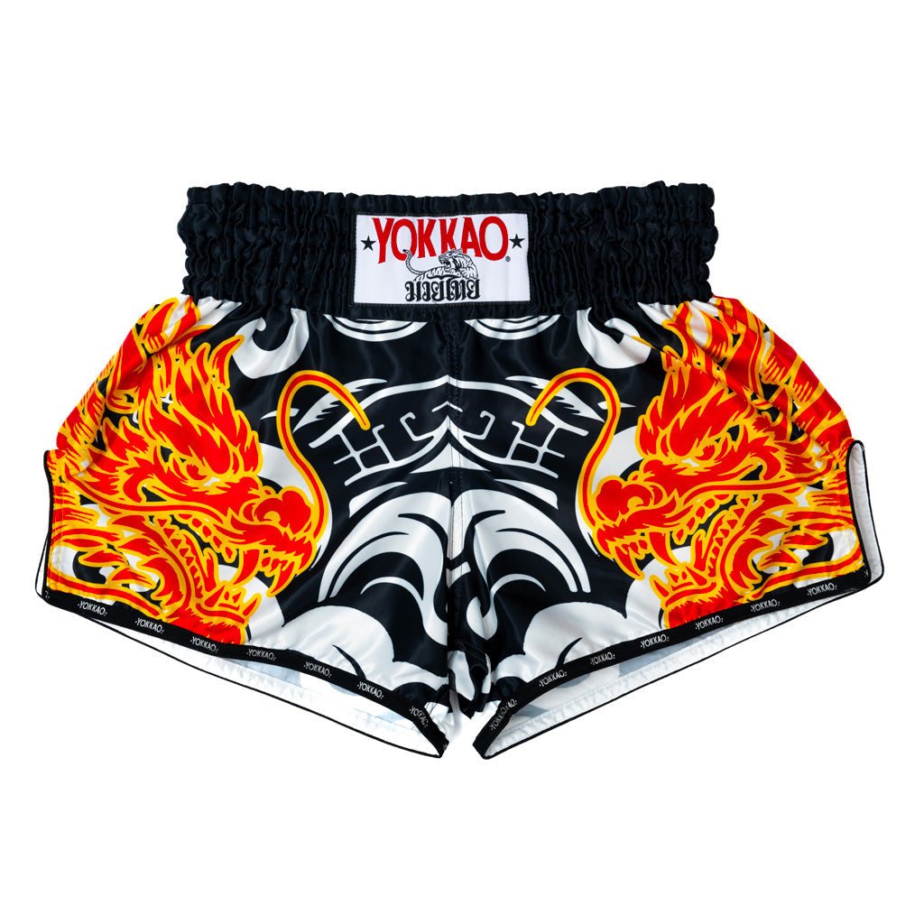 Dragon Muay Thai Shorts-shorts-carbonfit-new-XS-Black/White-YOKKAO