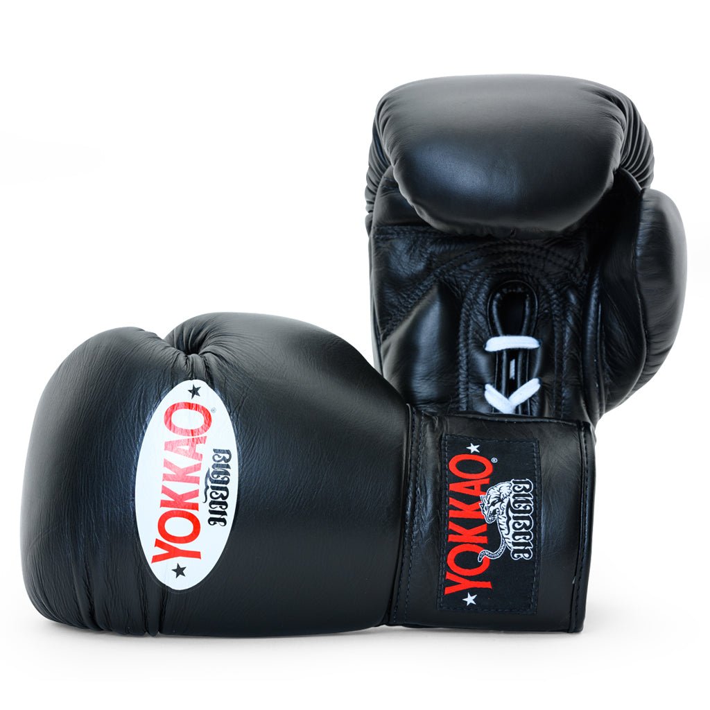 Matrix Black Lace Up Boxing Gloves - YOKKAO
