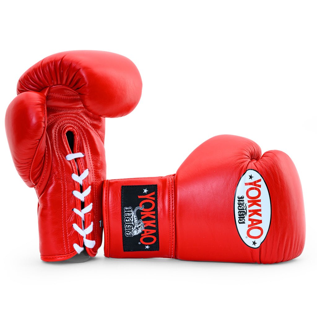 Matrix Red Lace Up Boxing Gloves - YOKKAO
