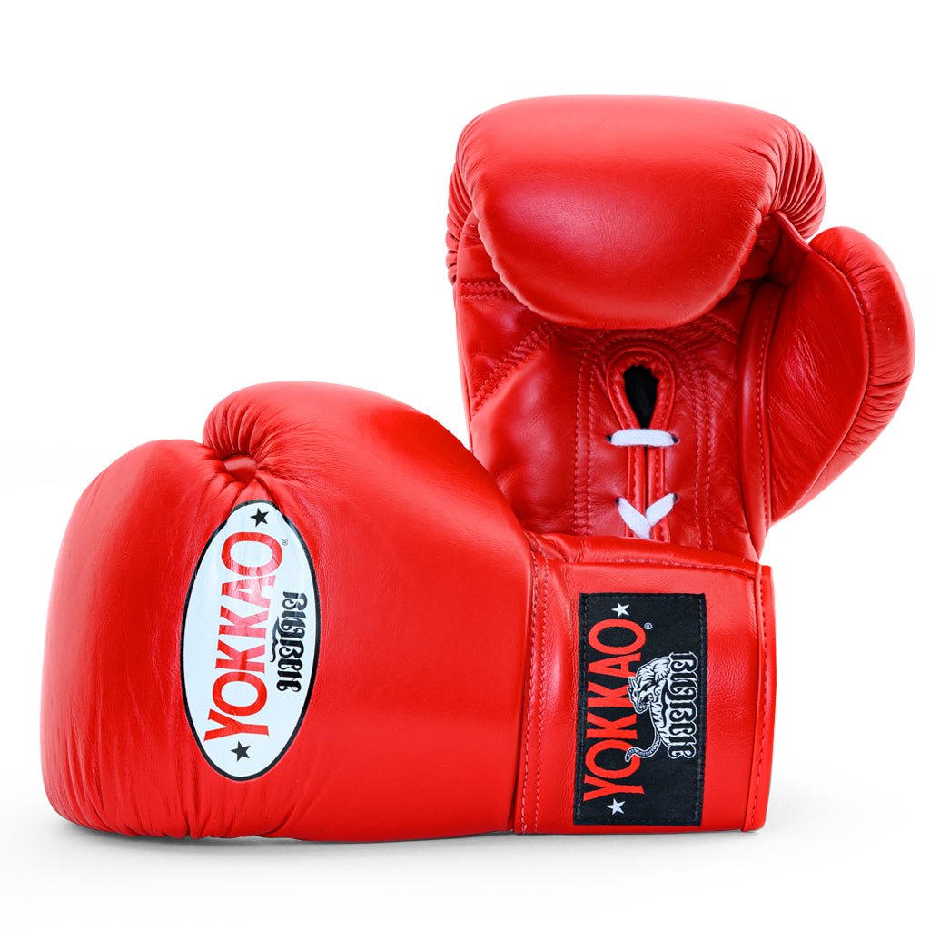 Matrix Red Lace Up Boxing Gloves - YOKKAO