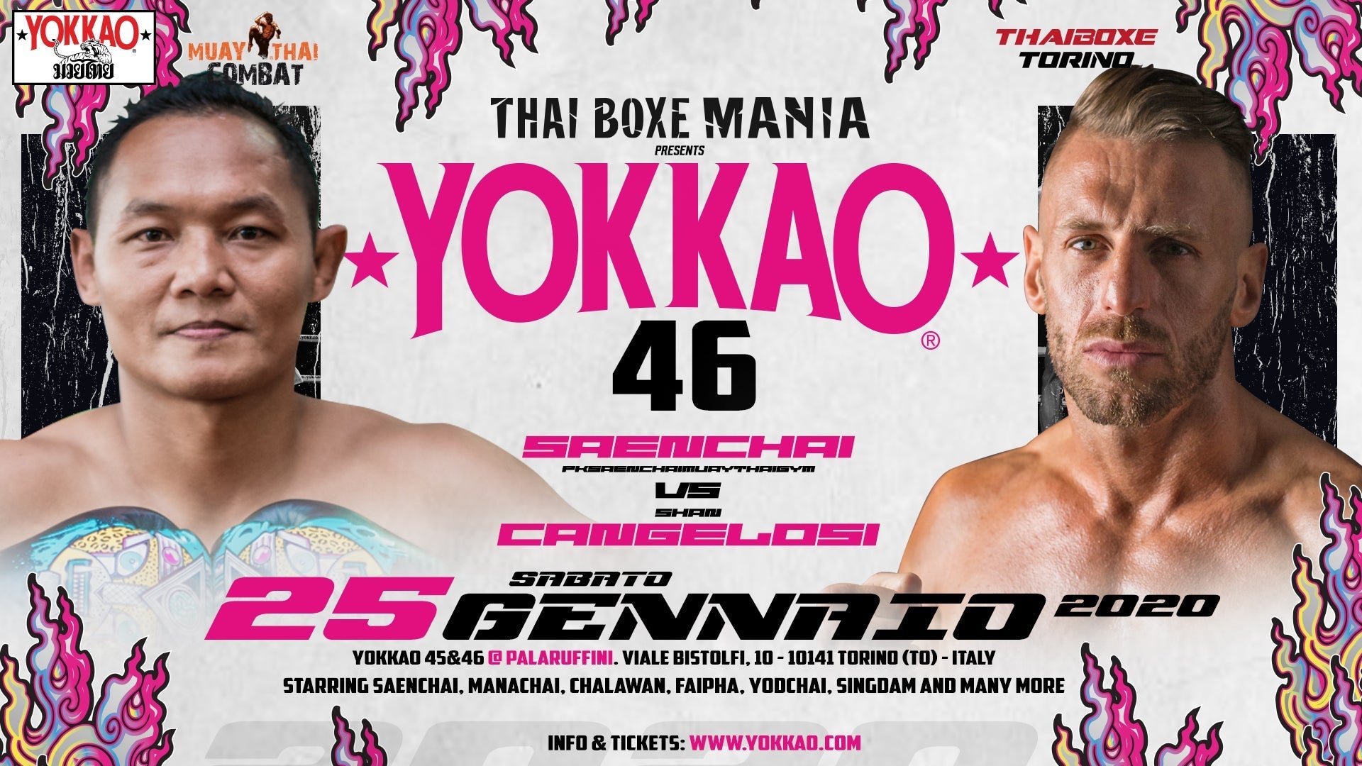 IRST FIGHT ANNOUNCED: SAENCHAI VS CANGELOSI 2 IN TURIN!-Yokkao Thailand Store