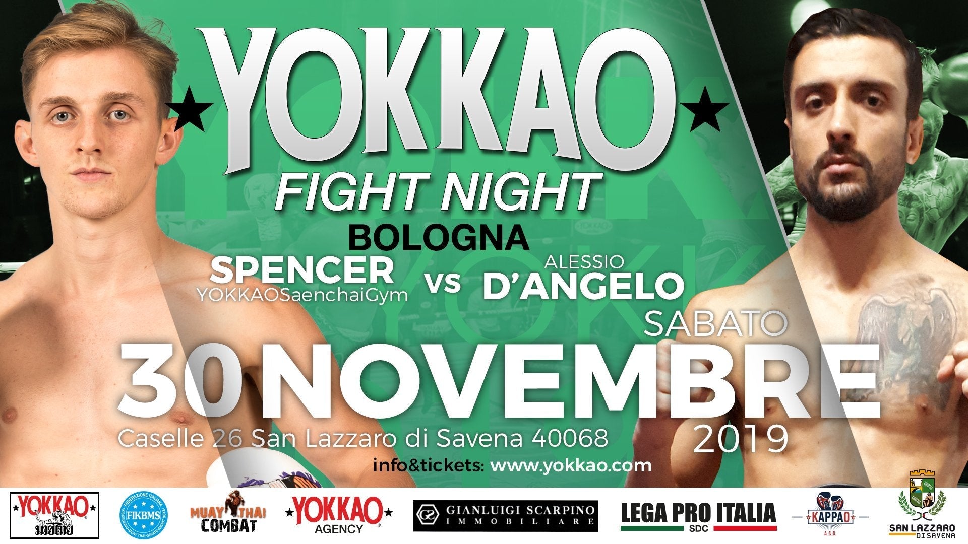 Spencer vs D’Angelo co-headlines YOKKAO Fight Night Bologna-Yokkao Thailand Store