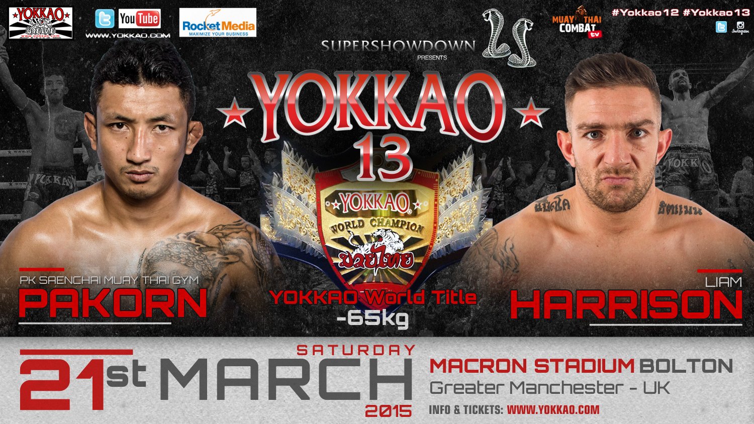 YOKKAO 13: Pakorn vs Liam Harrison for the Yokkao World Title 65kg!-Yokkao Thailand Store