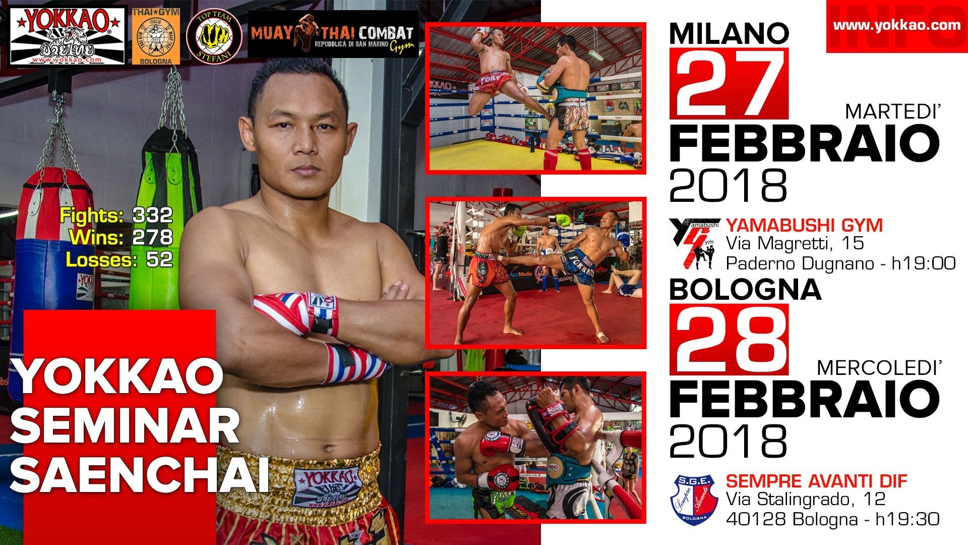 YOKKAO Seminar: Saenchai Visits Bologna and Milan in February!