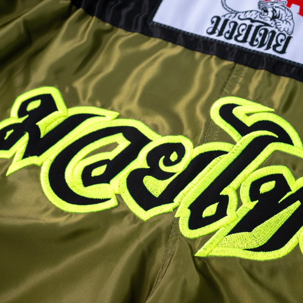 Late Show Muay Thai Shorts-shorts-carbonfit-new-XS-Olive-YOKKAO